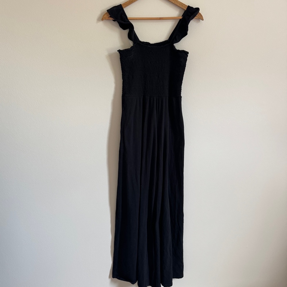 Aerie Smocked Wide Leg Jumpsuit Size Small Black - Picture 2 of 7